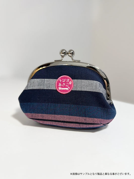 【受注生産品・12月下旬お届け】ラジオのあさこ- 会津木綿がま口ポーチ