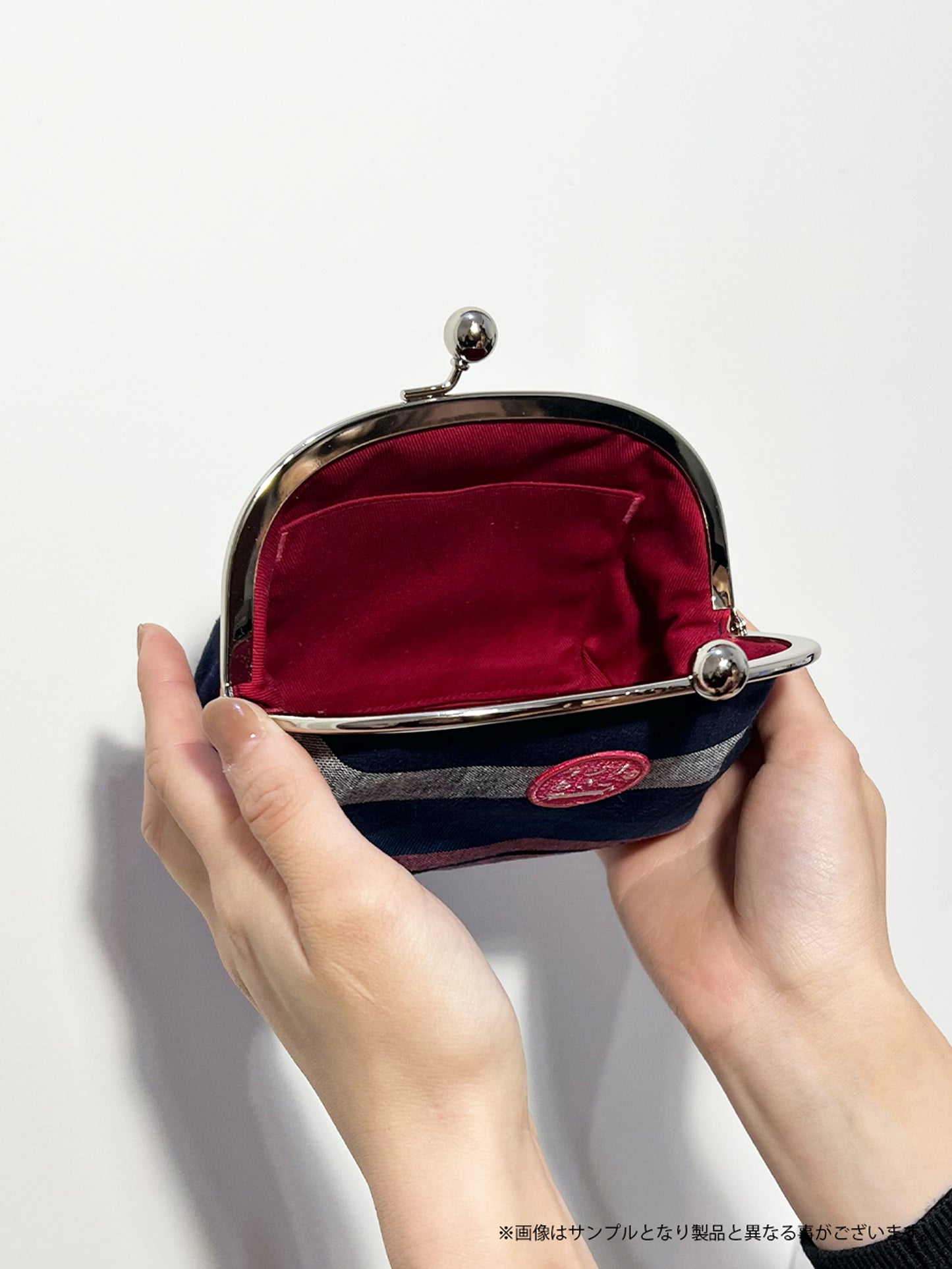 【受注生産品・12月下旬お届け】ラジオのあさこ- 会津木綿がま口ポーチ